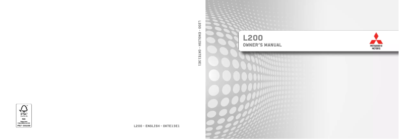 Page n°1 - Manuel utilisateur Mitsubishi L200 (2013)