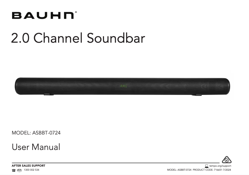 Image de la première page du manuel de l'appareil ASBBT-0724