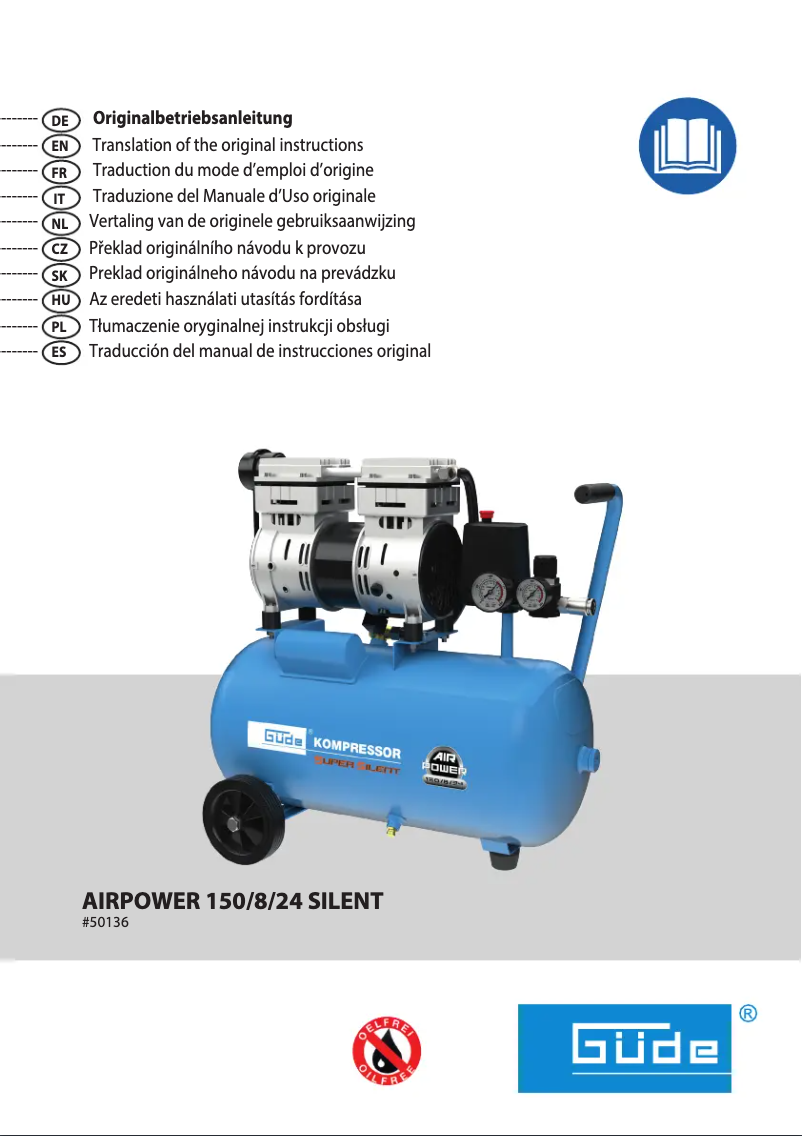 Page n°1 - Manuel utilisateur Güde Airpower 150/8/24 SILENT