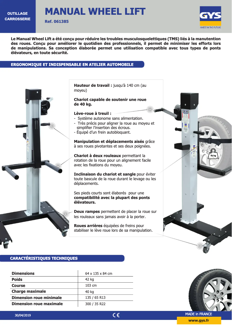 Image de la première page du manuel de l'appareil Wheel Lift