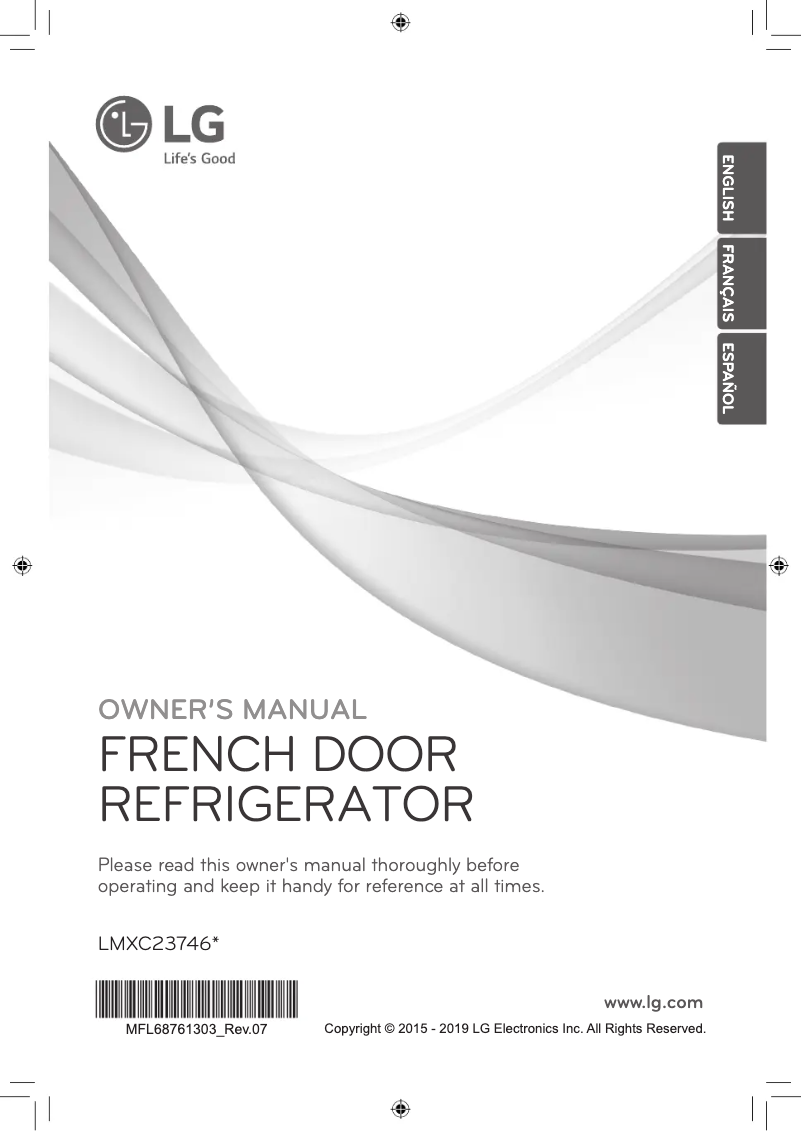 Page 1 de la notice Manuel utilisateur LG Diamond Collection LMXC23746D