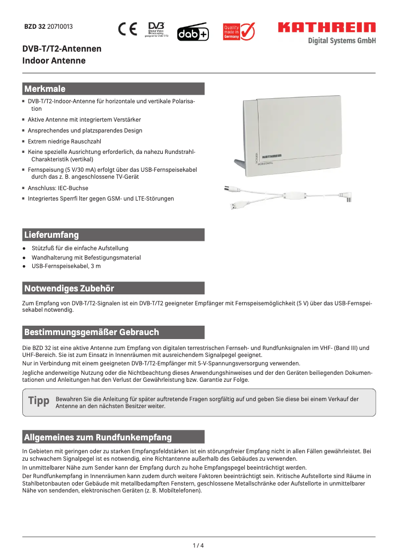 Página 1 del manual Manual de usuario Kathrein BZD 32