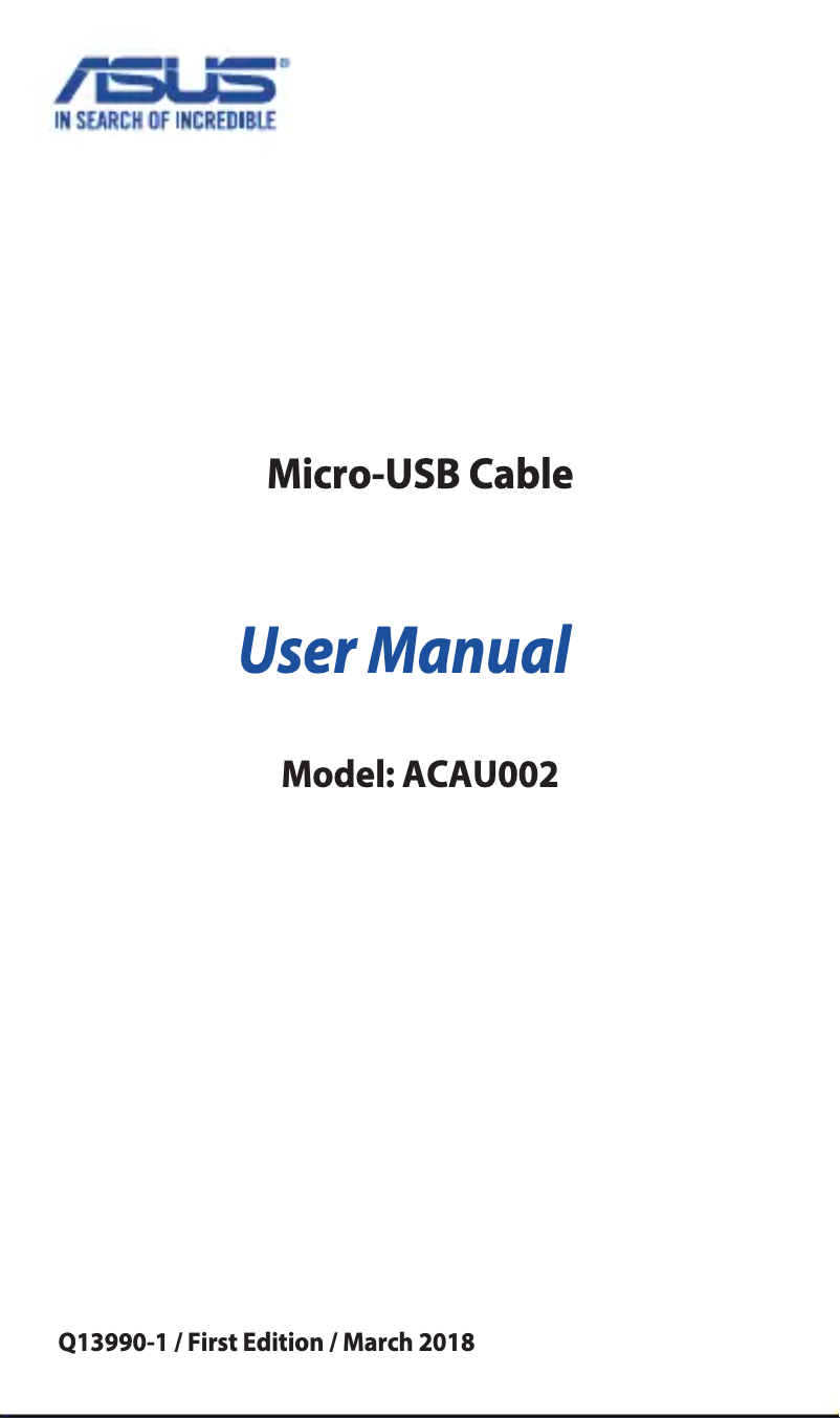 Page 1 de la notice Manuel utilisateur Asus Micro-USB Cable