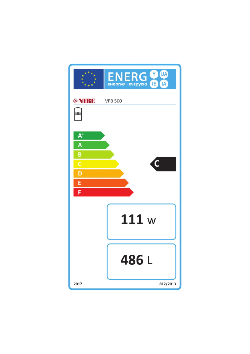 Page n°1 - Label énergétique Nibe VPB 500