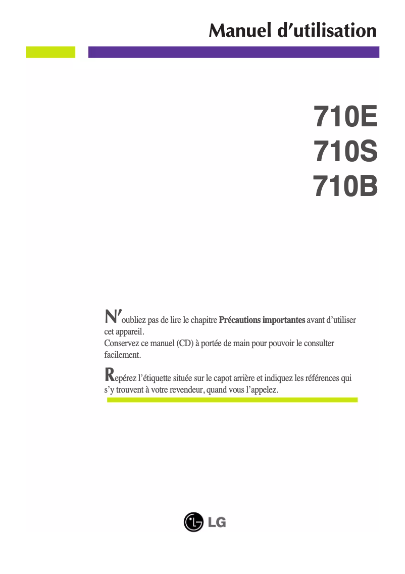 Page 1 de la notice Manuel utilisateur LG 710S