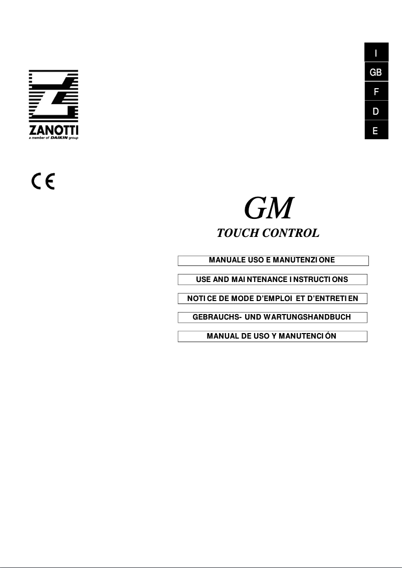 Page 1 de la notice Manuel utilisateur Daikin Zanotti Monoblock BGM340DB11XA