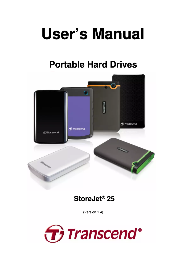 Page 1 de la notice Manuel utilisateur Transcend StoreJet 25