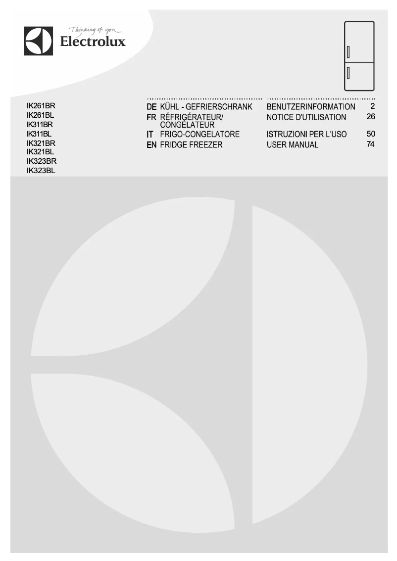 Page 1 de la notice Manuel utilisateur Electrolux IK323BL