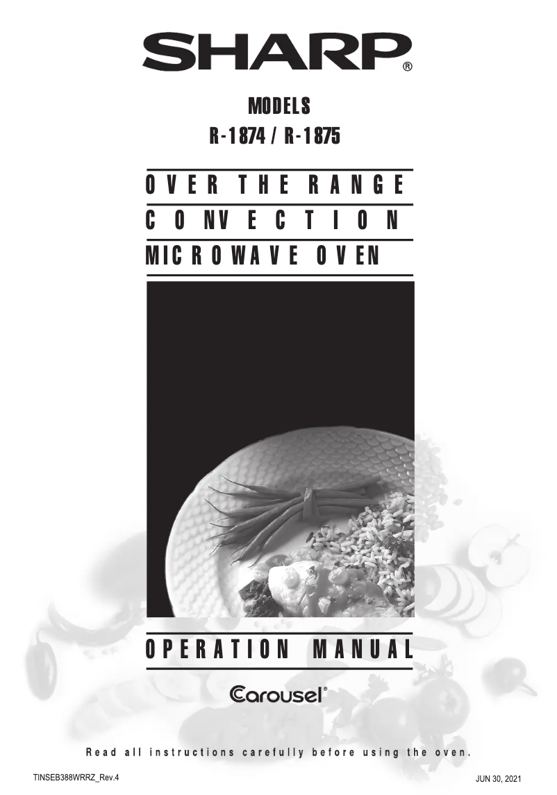 Page 1 de la notice Manuel utilisateur Sharp R-1874T