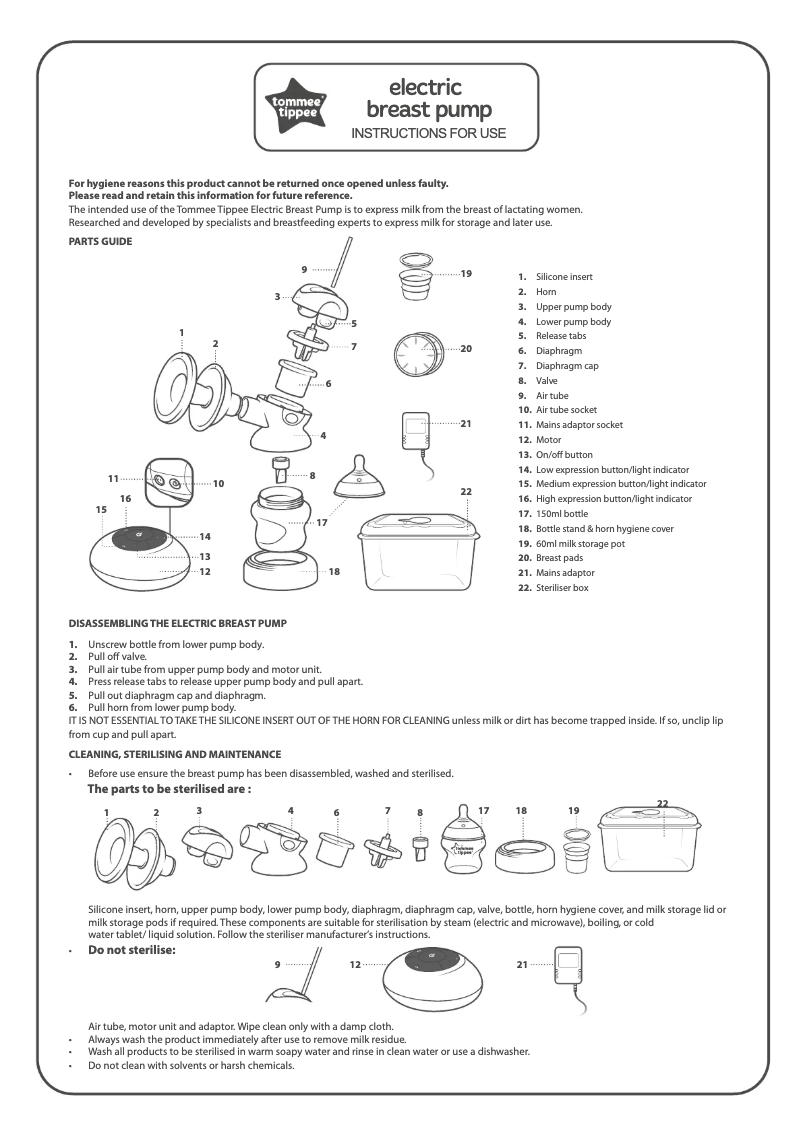 Page 1 de la notice Manuel utilisateur Tommee Tippee Closer to Nature