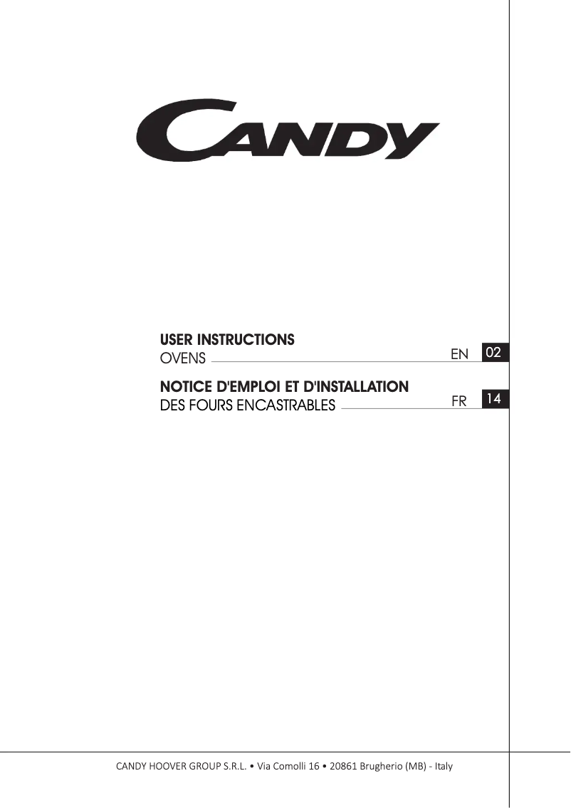 Page 1 de la notice Manuel utilisateur Candy FCTS886X WF