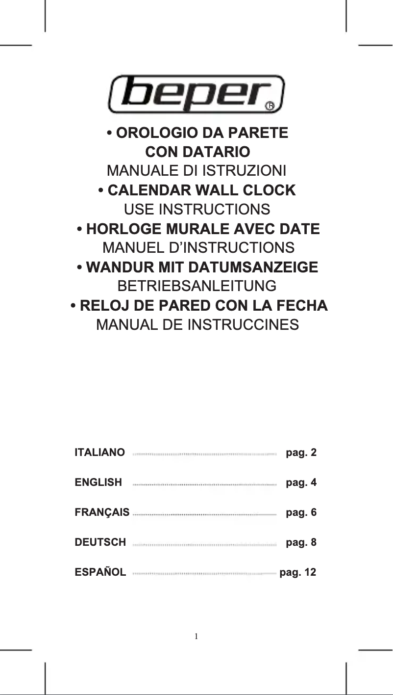 Page 1 de la notice Manuel utilisateur Beper 70.823