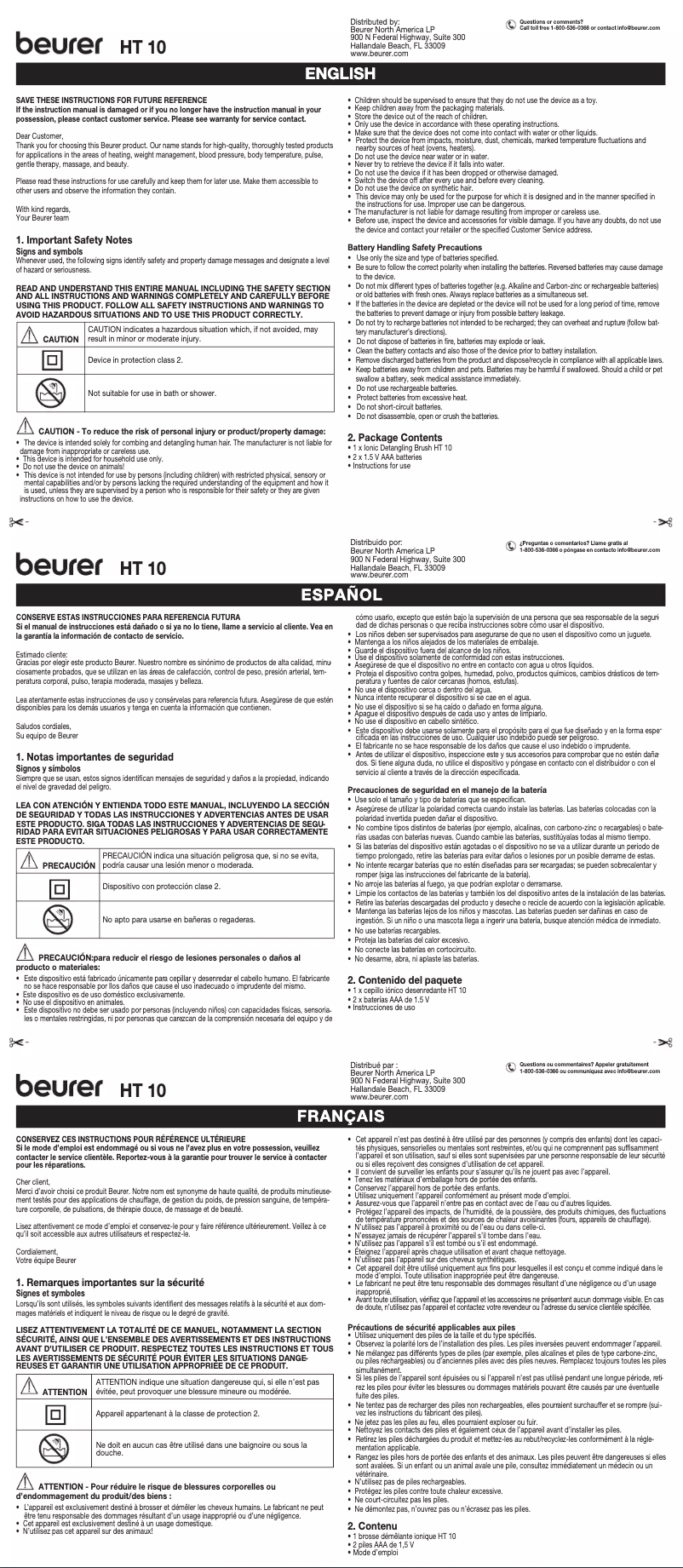 Page 1 de la notice Manuel utilisateur Beurer HT 10