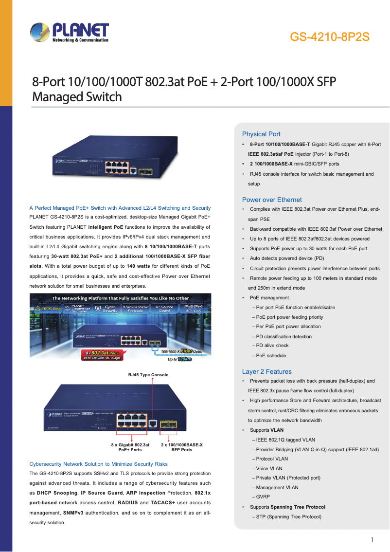 Image de la première page du manuel de l'appareil GS-4210-8P2S