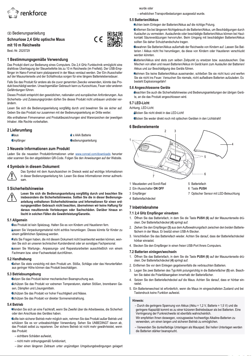 Page 1 de la notice Manuel utilisateur Renkforce RF-5051458