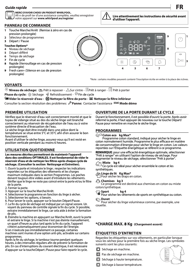 Page n°1 - Manuel utilisateur Whirlpool FFTD M11 8X1B FR