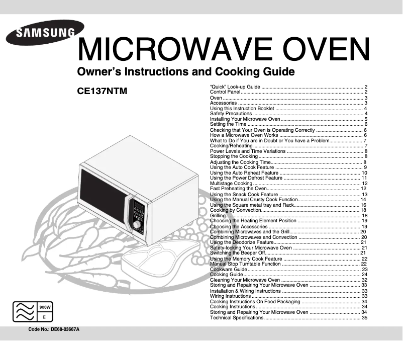 Page 1 de la notice Manuel utilisateur Samsung CE137NTM