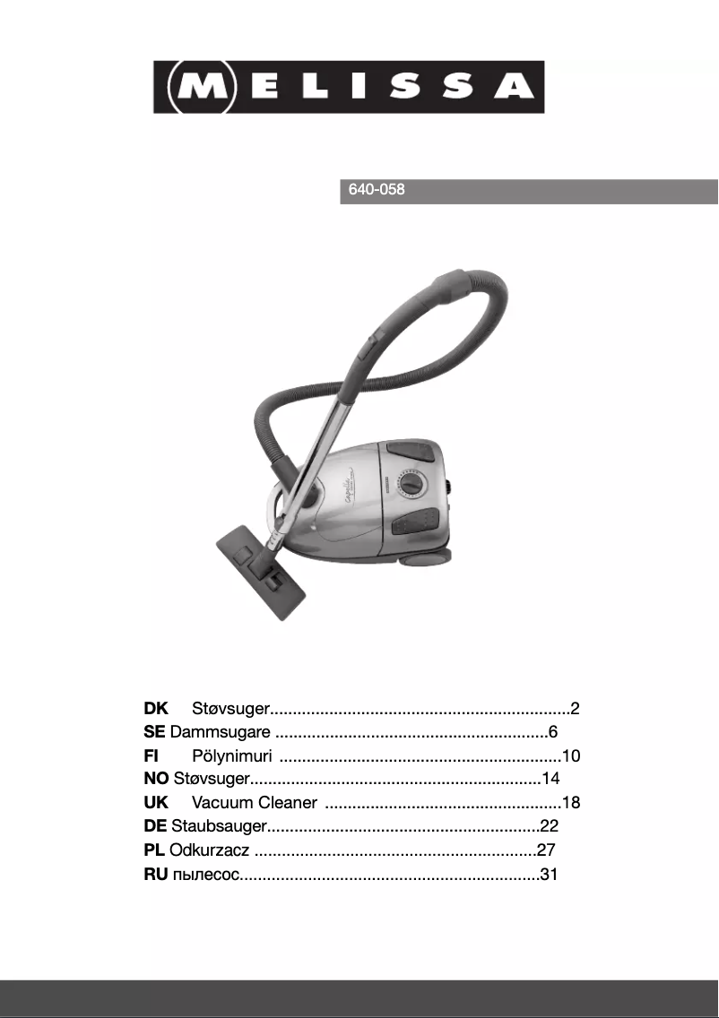 Page 1 de la notice Manuel utilisateur Melissa 640-058