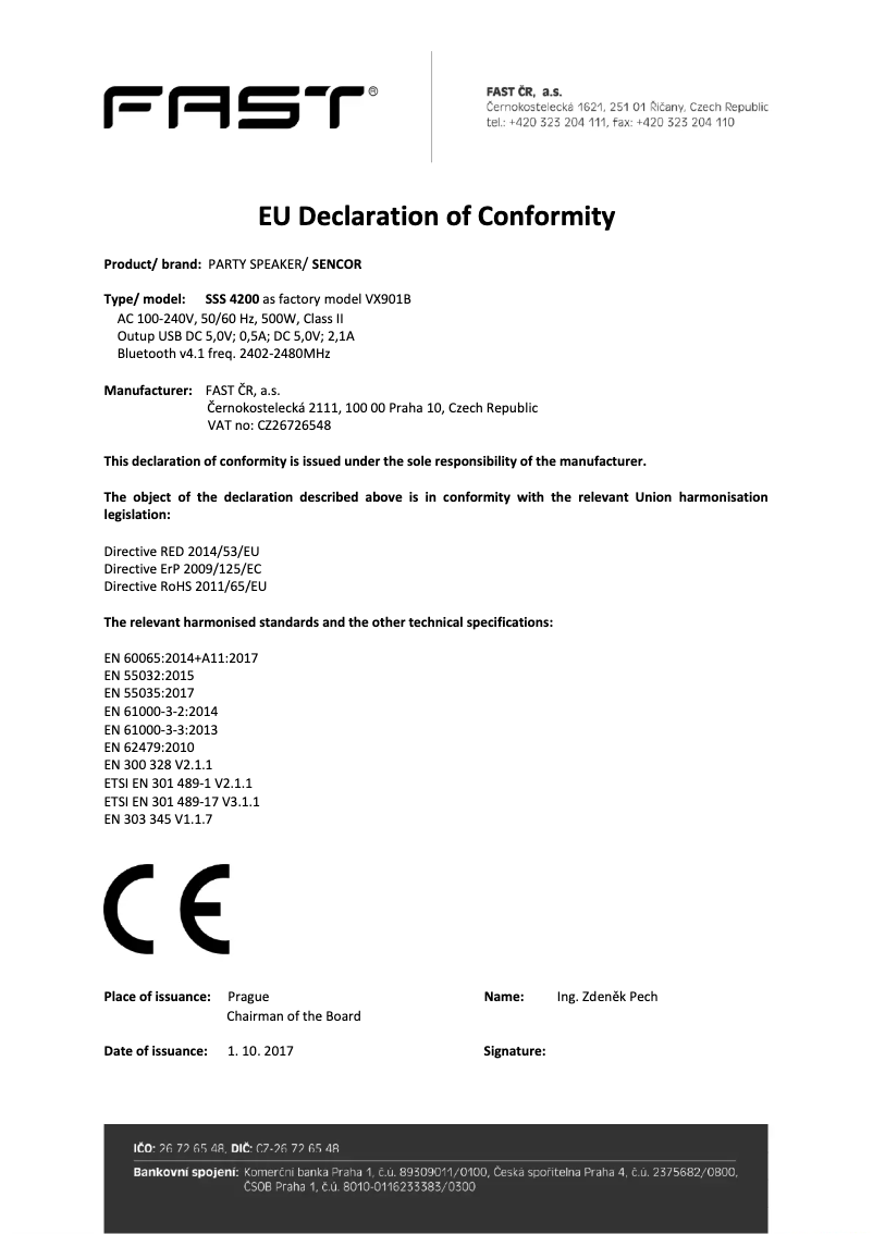 Page n°1 - Manuel utilisateur Sencor SSS 4200