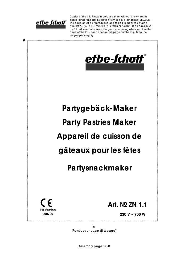 Page 1 de la notice Manuel utilisateur Efbe-Schott SC ZN 1.1 R