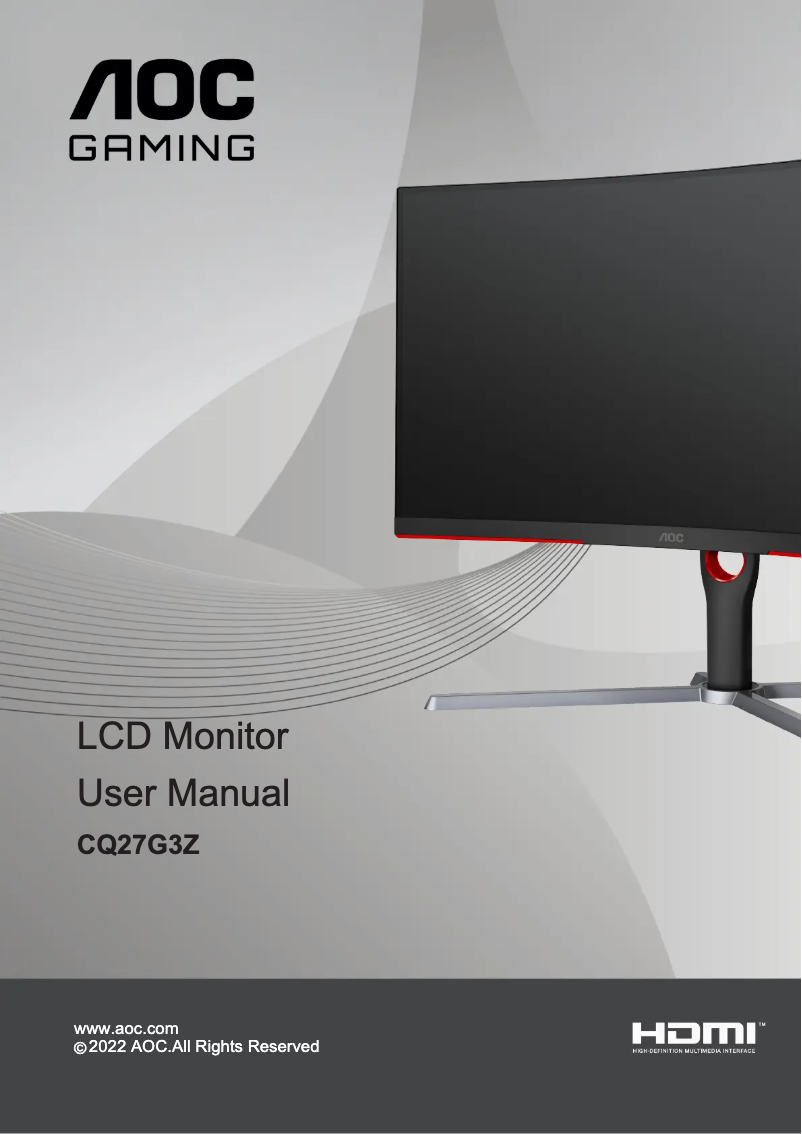 Page 1 de la notice Manuel utilisateur AOC CQ27G3Z