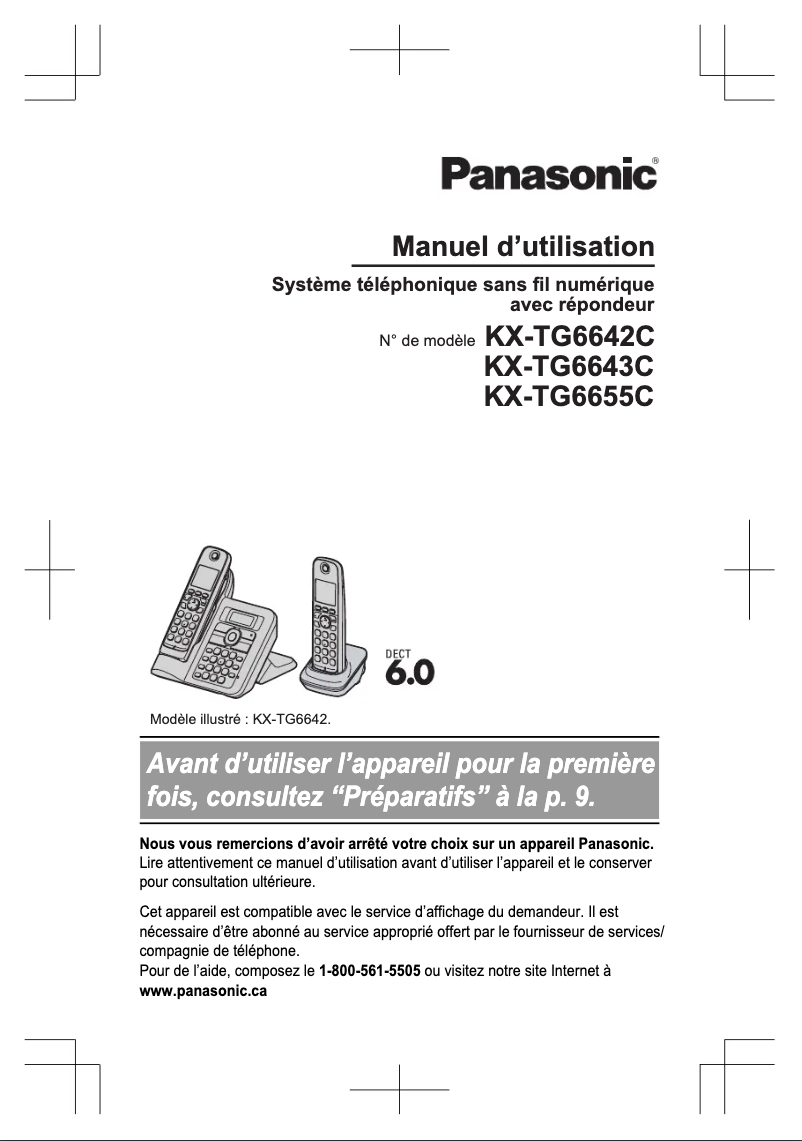 Page 1 de la notice Manuel utilisateur Panasonic KX-TG6642