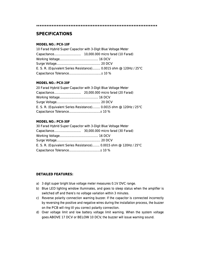 Page 1 de la notice Manuel utilisateur Power Acoustik PCX-10F