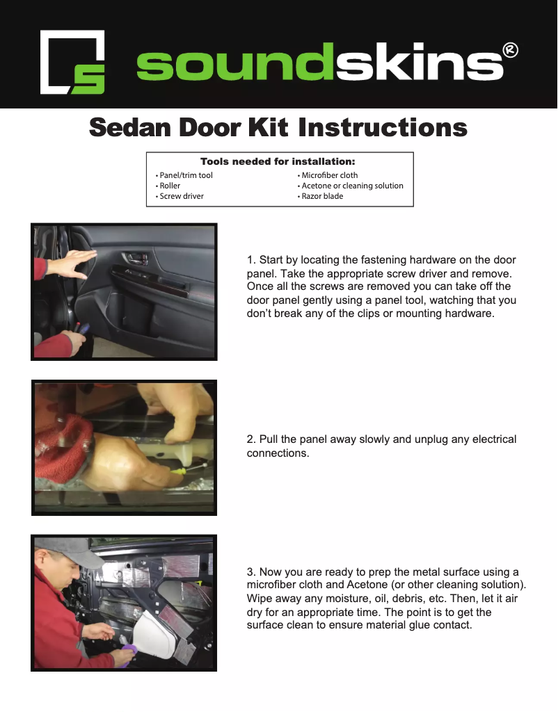 Page 1 de la notice Manuel utilisateur Soundskins SSK-CAMRY4DR