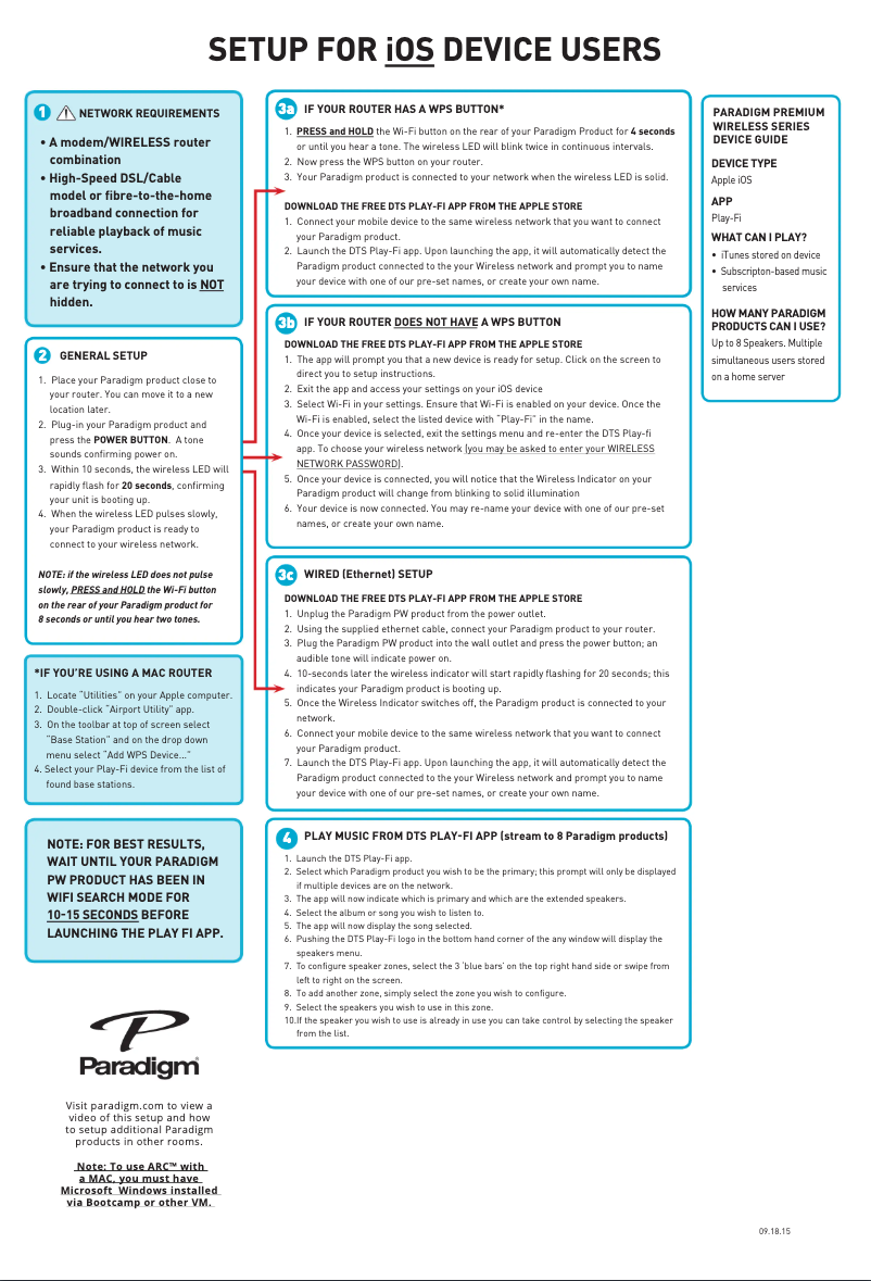 Page n°1 - Guide de démarrage rapide Paradigm PW AMP