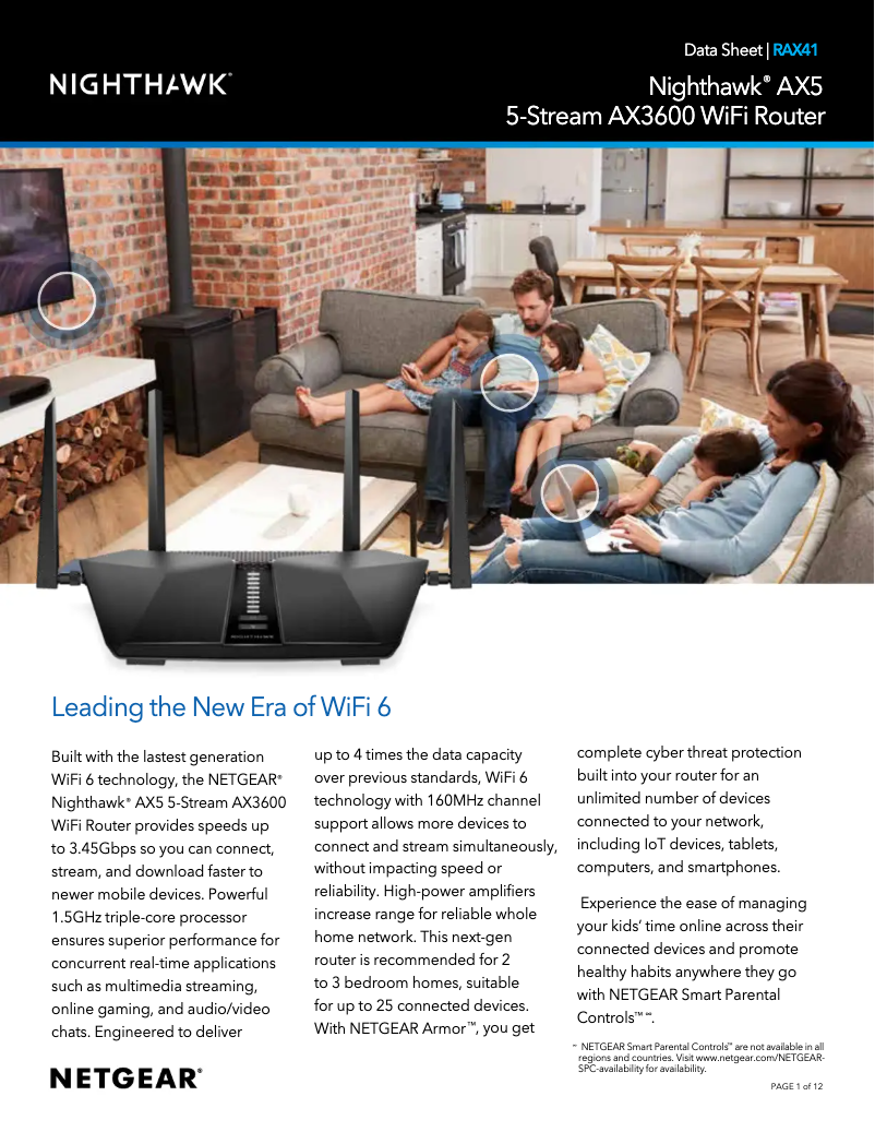 Image de la première page du manuel de l'appareil Nighthawk RAX41v2