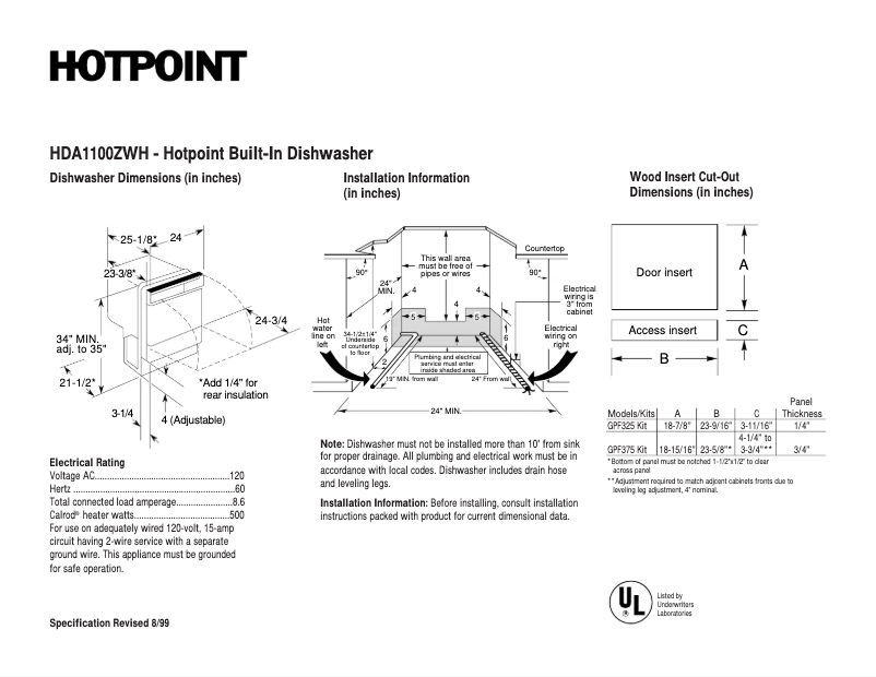 Image de la première page du manuel de l'appareil HDA1100ZWH
