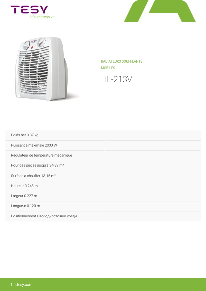 Image de la première page du manuel de l'appareil HL 213 V