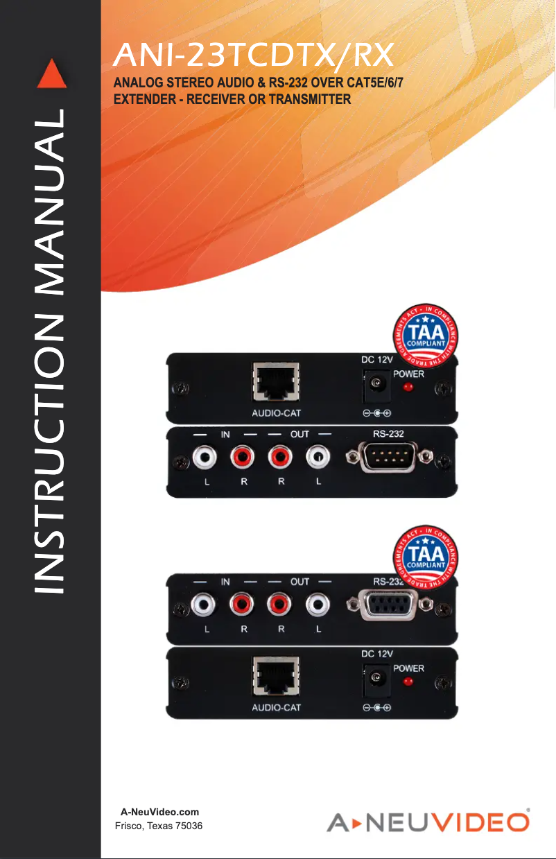 Page 1 de la notice Manuel utilisateur A-NeuVideo ANI-23TCDTX