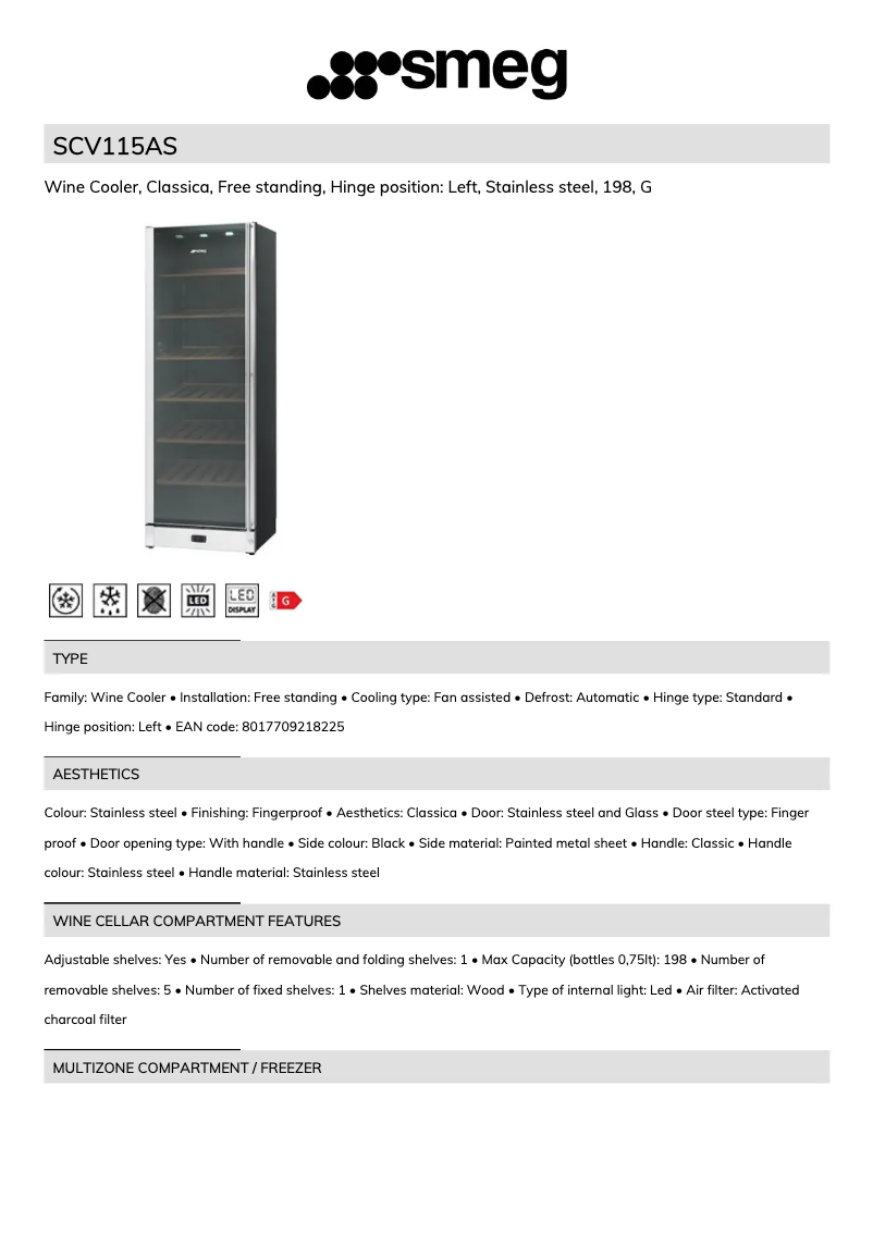 Página 1 del manual Folleto Smeg SCV115AS