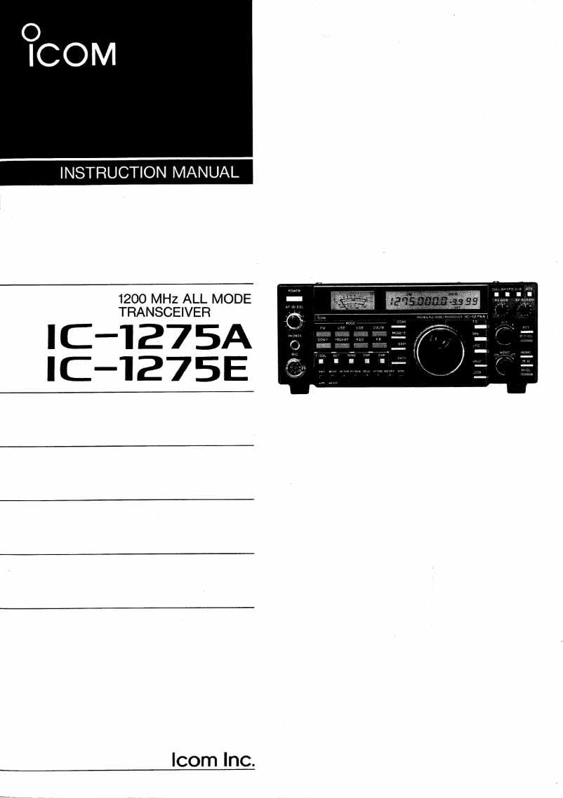 Page n°1 - Manuel utilisateur ICOM IC-1275A