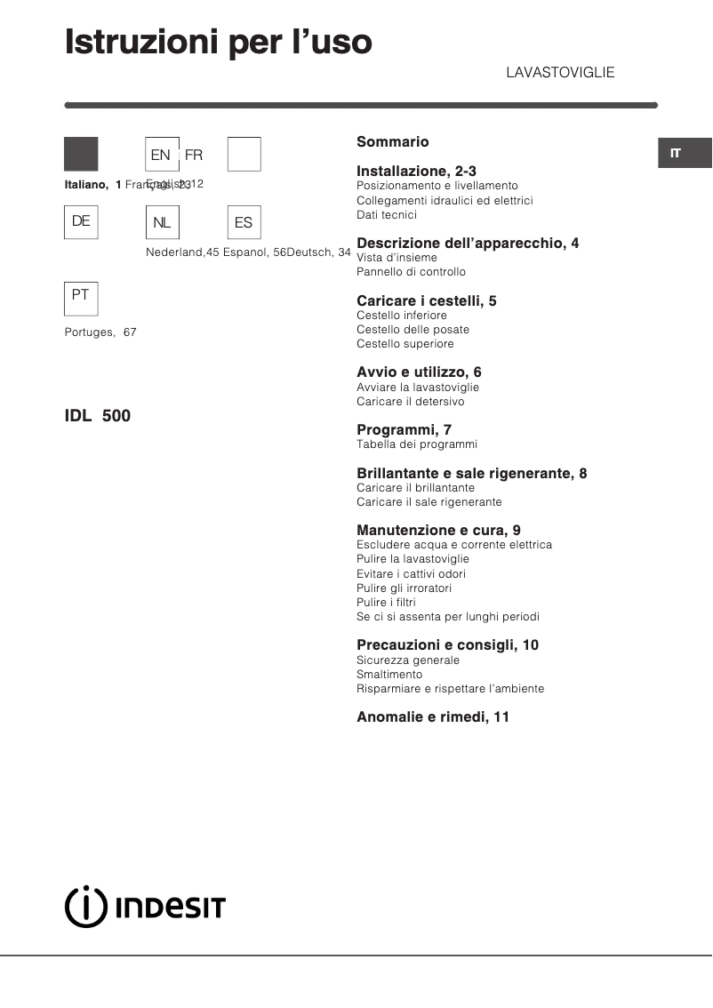 Image de la première page du manuel de l'appareil IDL 500 S