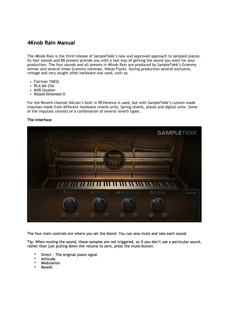 Page 1 de la notice Manuel utilisateur Steinberg 4Knob Rain