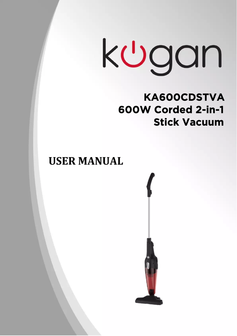 Page 1 de la notice Manuel utilisateur Kogan 2 in 1 Corded 600W