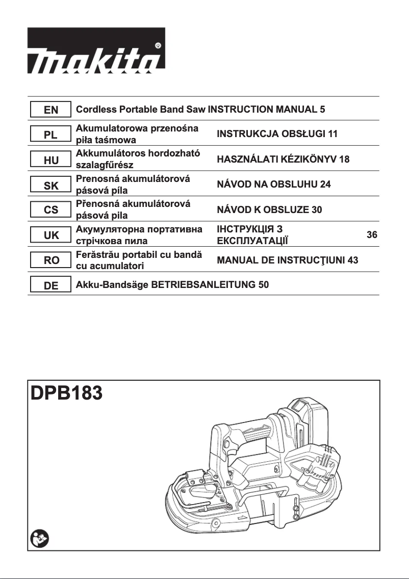Page 1 de la notice Manuel utilisateur Makita DPB183