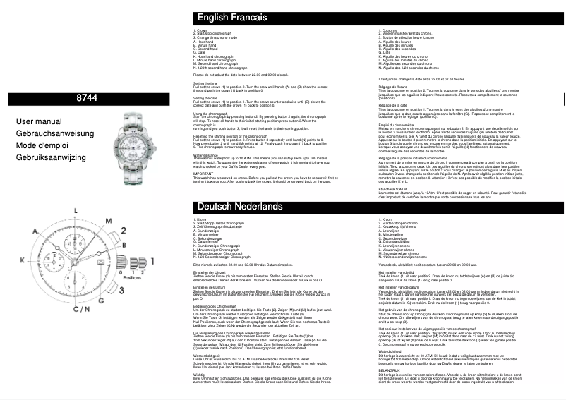 Page n°1 - Manuel utilisateur Davis 8744