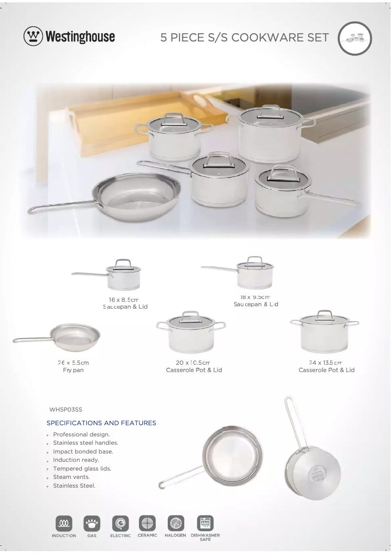 Page 1 de la notice Fiche technique Westinghouse WH5P03SS