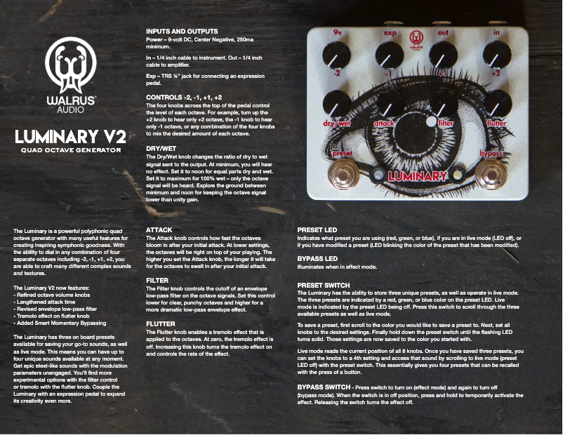 Page n°1 - Manuel utilisateur Walrus Audio Luminary