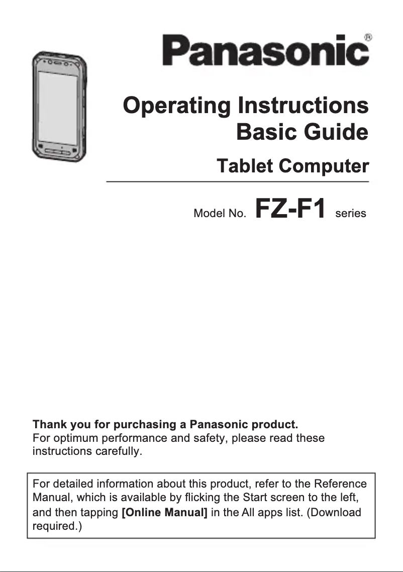Page n°1 - Manuel utilisateur Panasonic Toughpad FZ-F1