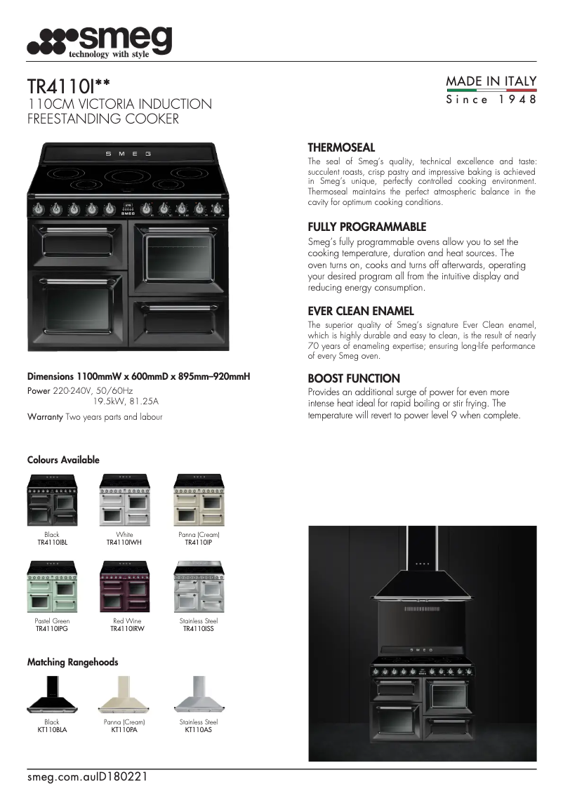 Page n°1 - Fiche technique Smeg TR4110IWH