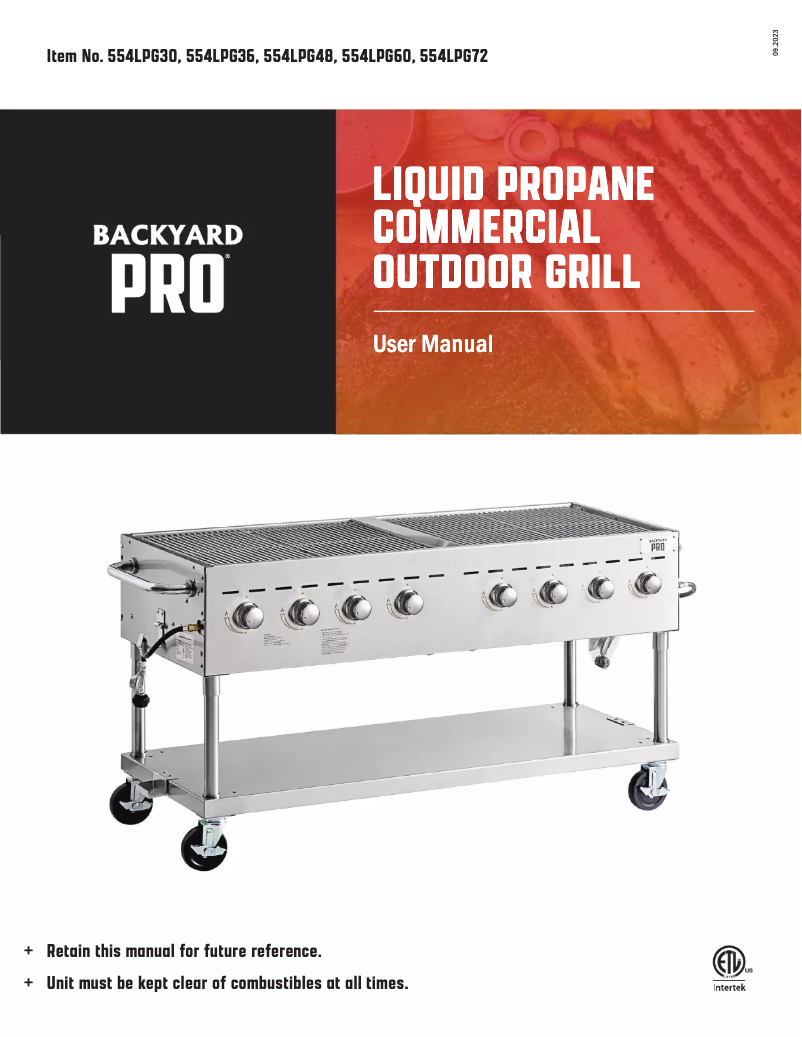 Page 1 de la notice Manuel utilisateur Backyard Pro LPG60