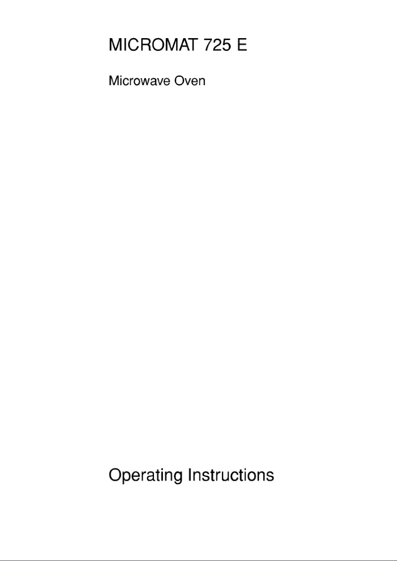 Page n°1 - Manuel utilisateur AEG Micromat 725 E