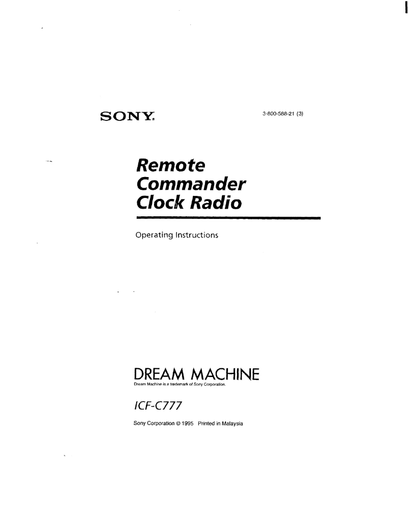 Page 1 de la notice Manuel utilisateur Sony ICF-C777