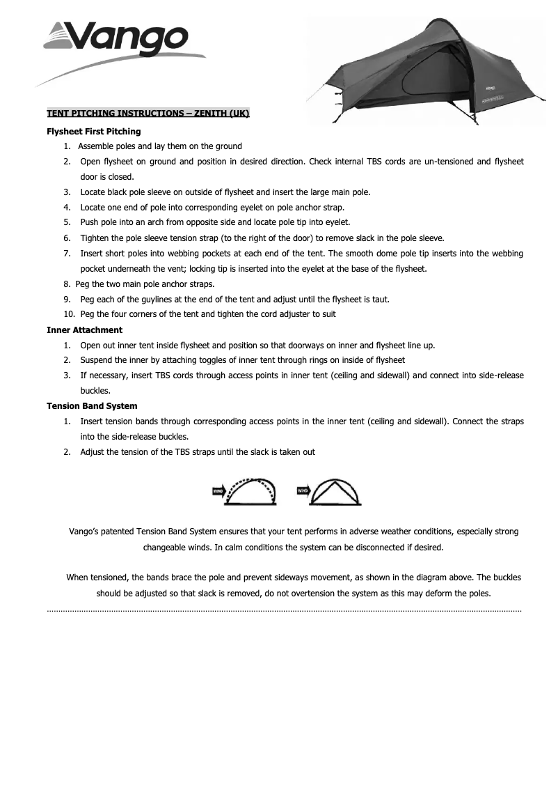 Página 1 del manual Manual de usuario Vango Zenith 300