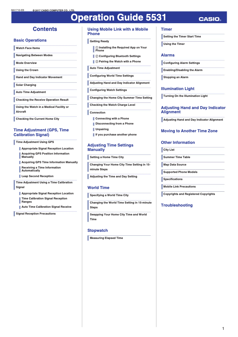 Page 1 de la notice Manuel utilisateur Casio G-Shock MRG-G2000CB-1ADR