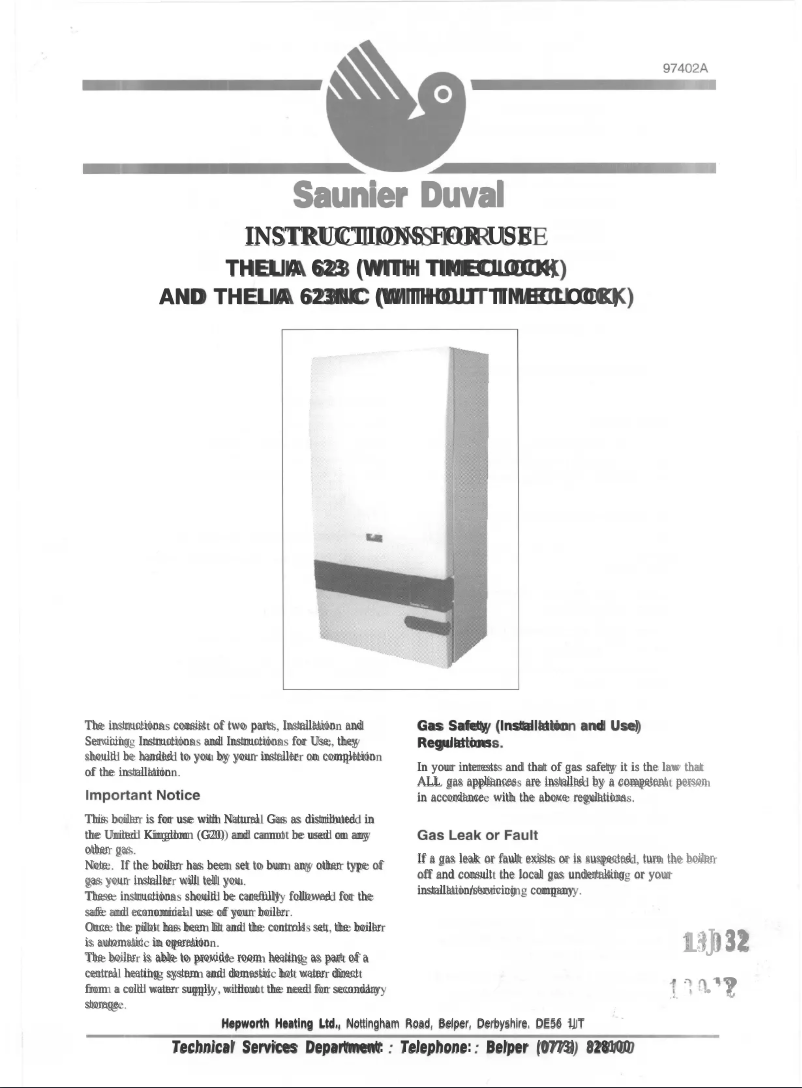 Page 1 de la notice Manuel utilisateur Saunier Duval Thelia 623NC